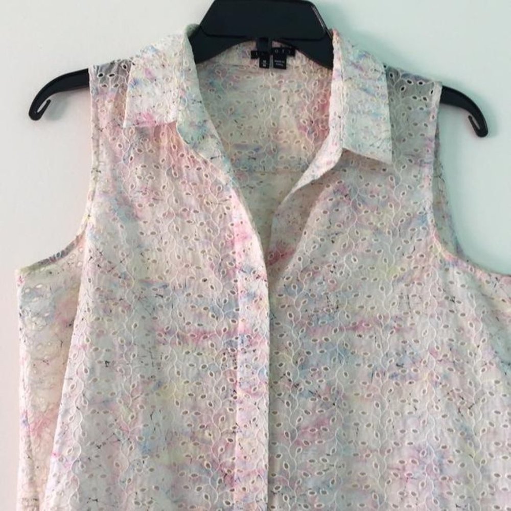 Theory Eyelet Button-up Blouse - Pastel Multi
